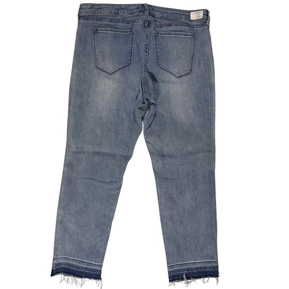 Dear John Erin Slim Straight Crop Jeans 32 Blue Distressed Paint Splatter - Picture 3 of 9